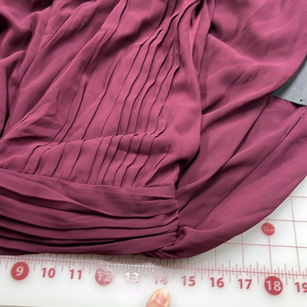 LULUS NWT Heavenly Hues Burgundy Evening/Bridesmaid V-Neck Goddess Maxi Dress M - Picture 14 of 16
